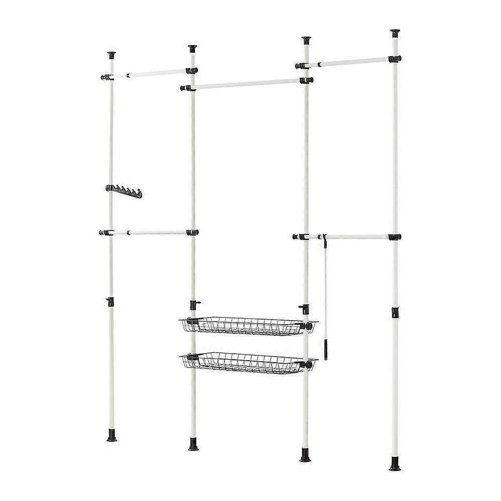 Telescopische Kledingroede, Zware Kledingrek, Verstelbare Open Kledingkast met Ophangrails & Planken,Inloopkast,SoBuy KLS04