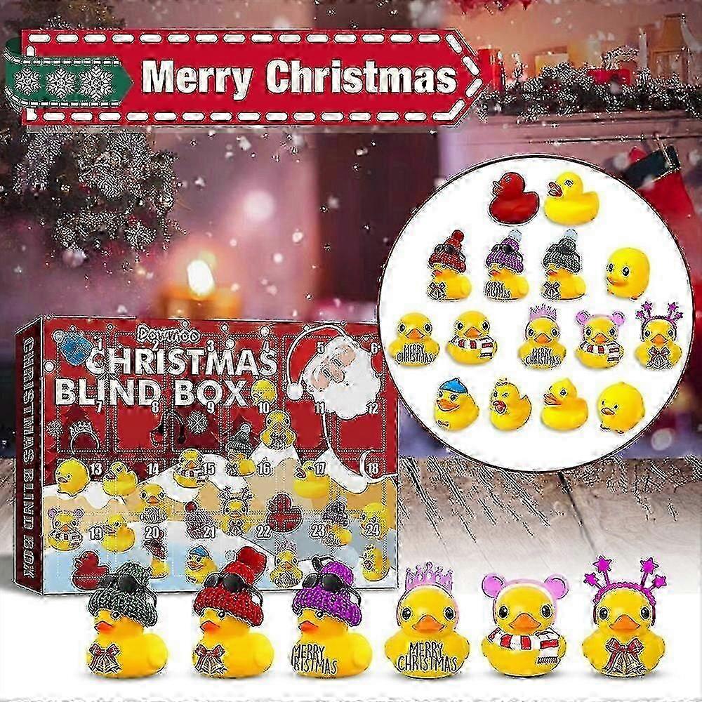 Christmas Rubber Duck Advent Calendar Box with 24 Toys for Toddlers