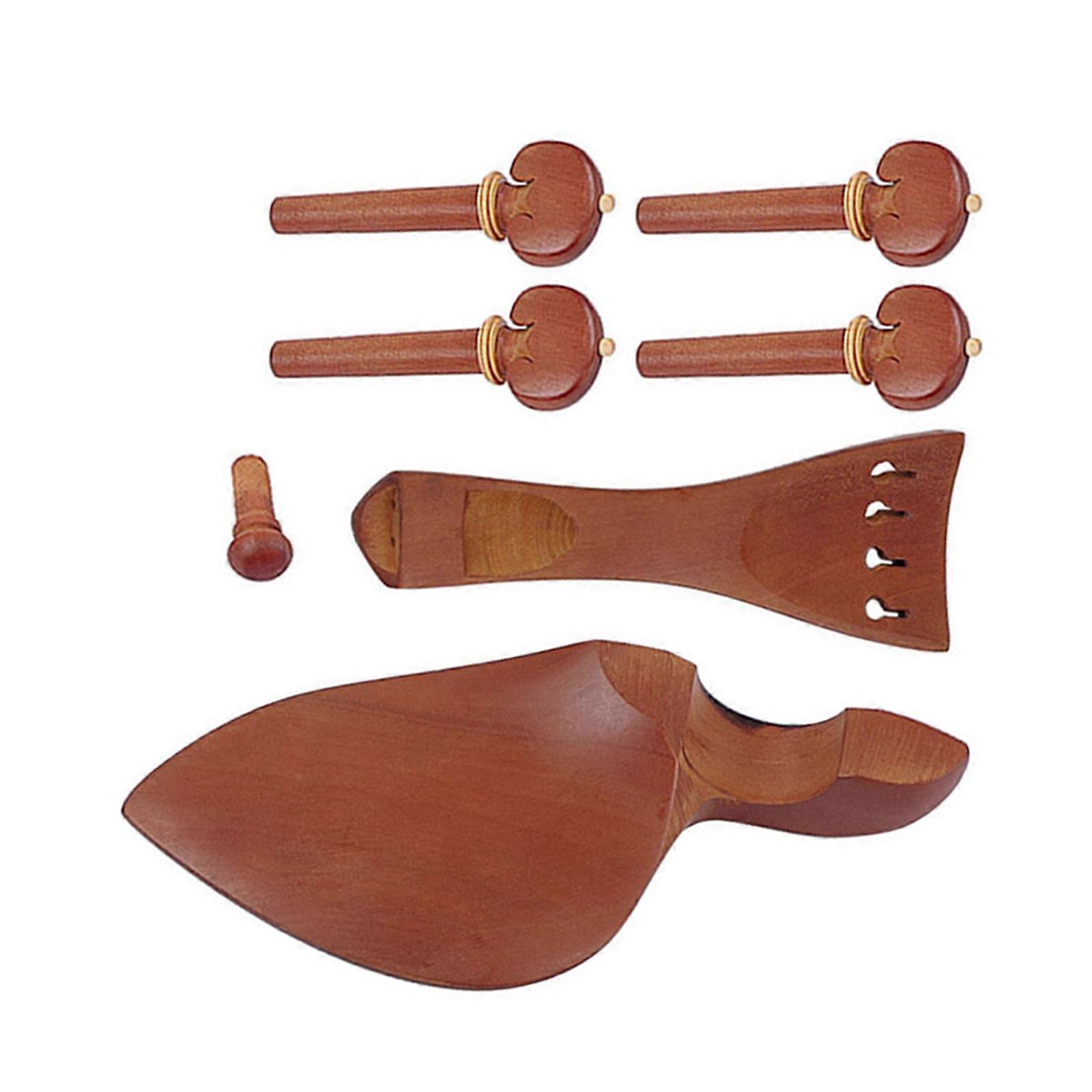 7pcs Violin ChinRest Drawplates Knobs Violino Tailpiece and Pegs Replacement 4/4 Size Violin Accessory Durability Multicolor