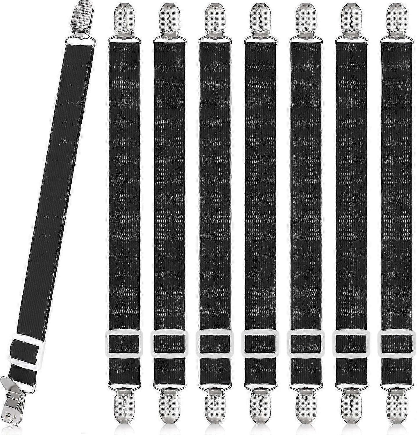 8pcs Bed Sheet Clips, Adjustable Bed Sheet Grippers, High Elastic Fitted Sheet Straps With Clips, Bed Sheet Fasteners Max Stretch 120cm, Sheet Holders
