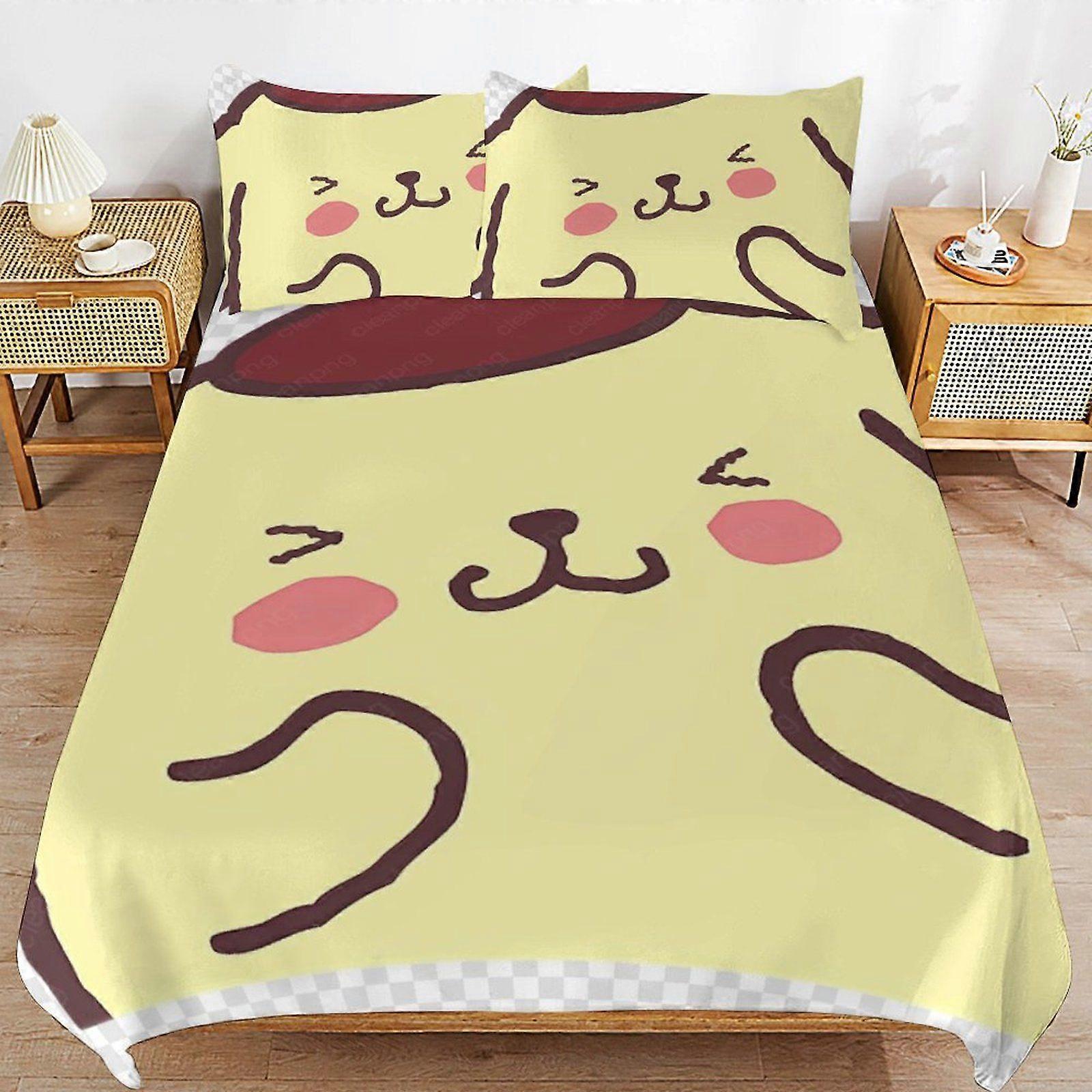 w498 Pompompurin Ensemble de housse de couette léger, confortable et douillet avec fermeture éclair et tissu multicouche à finition douce m498