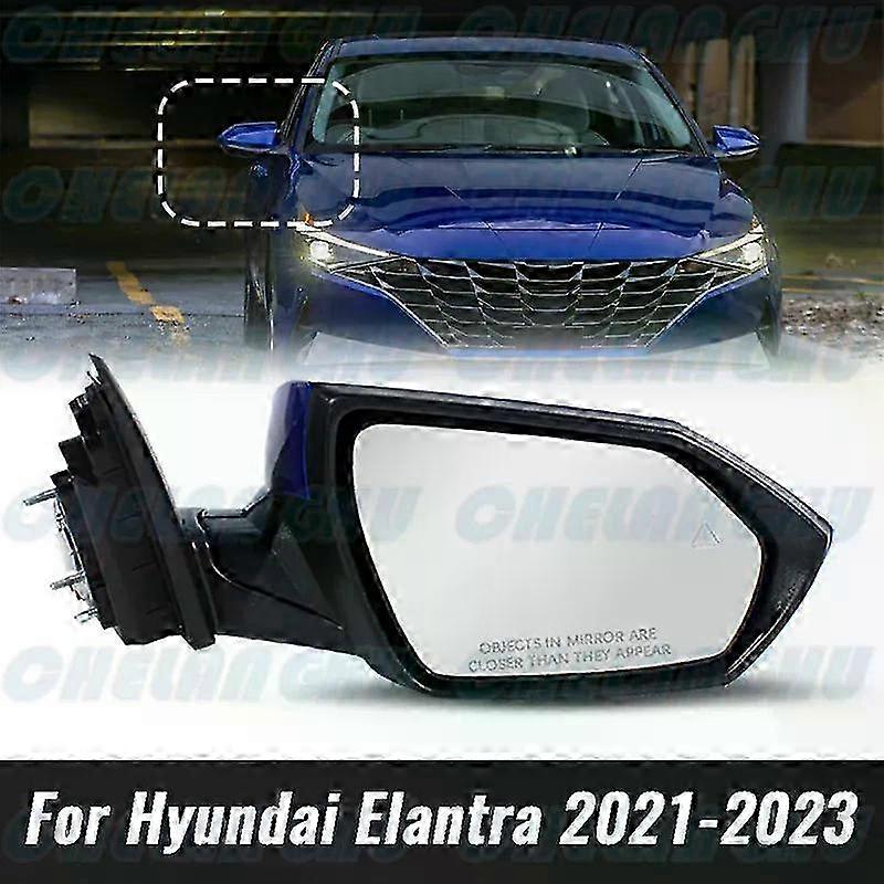 Exquisite Mirror Assembly For Hyundai Elantra 2021 2022 2023 Us Version Right Side 7 Pins Blue Painted With Heated Power Adjust Blind Spot