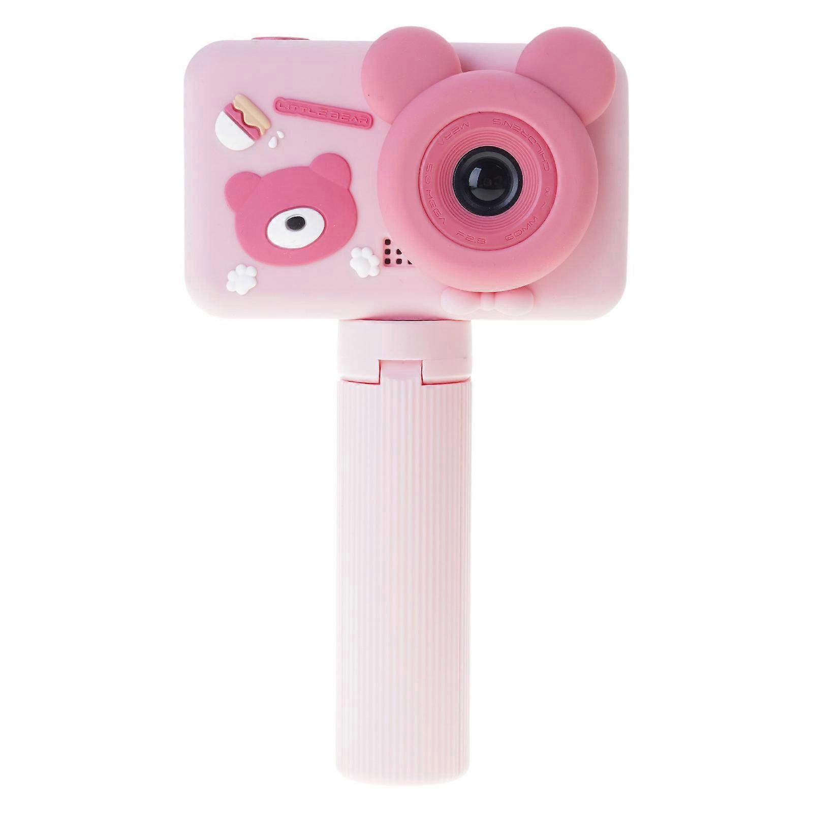 Kids Digital Camera With Double High Defination Lenses Adjustable Bear Stand Easy To Use Interface Creative Photography Toy For Children Multicolor
