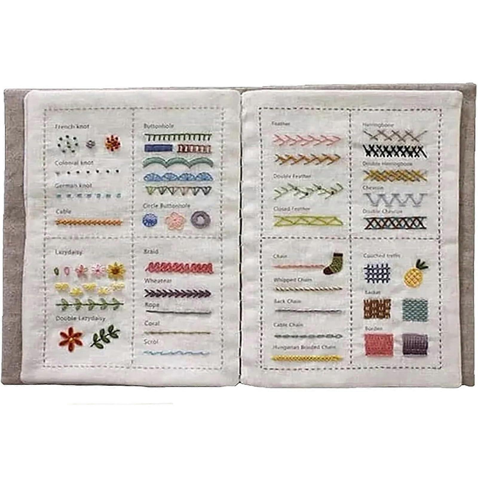 Embroidery Instructions For Sewing Enthusiasts, DIY Stitch Book With Tools Set, Beginner Embroidery Kit