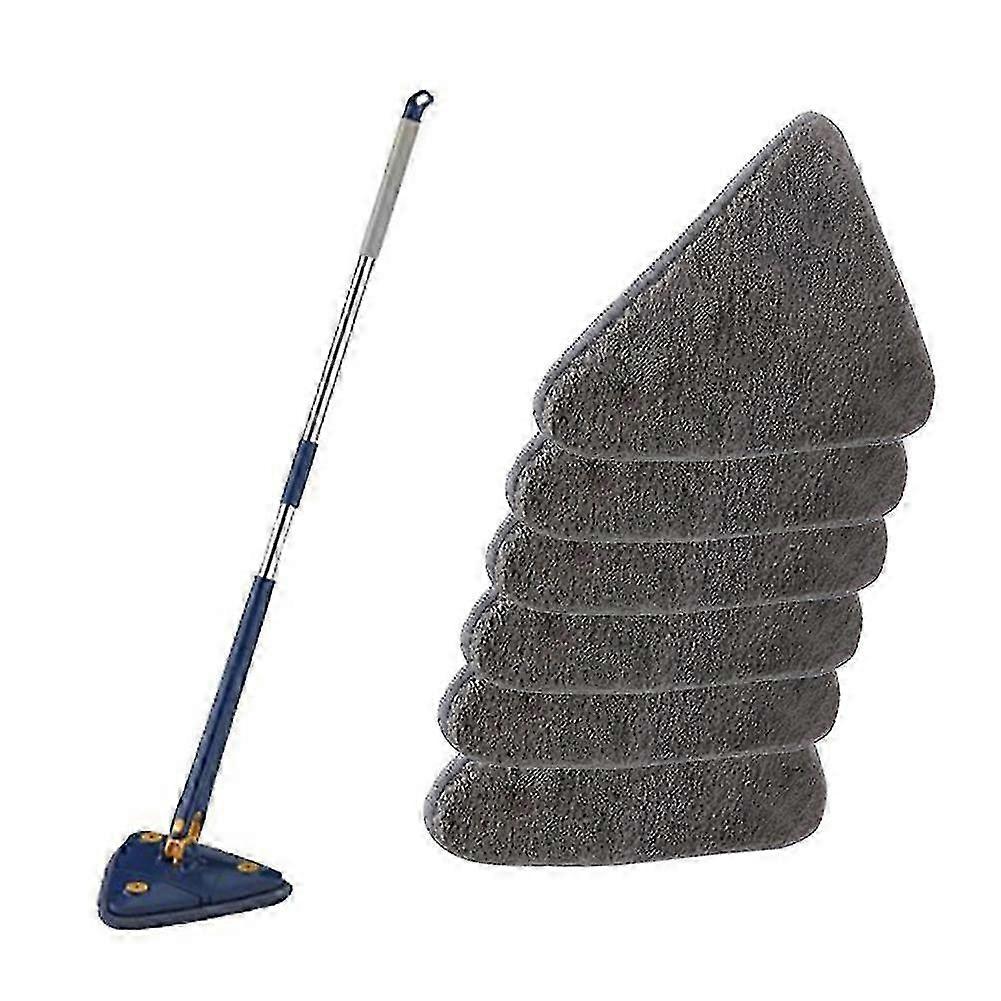 360 Rotating Adjustable Cleaning Mop, Triangle Cleaning Mop with Automatic Water Squeeze FunctionBlue