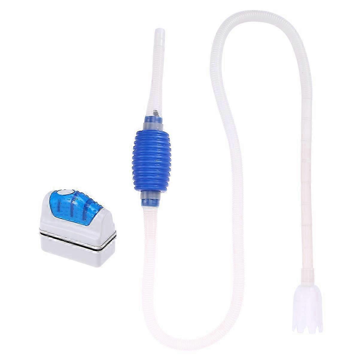 خزان السمك مغير المياه مضخة سيفون فلتر المياه الحصى مع فرشاة مغناطيسية لأصحاب أحواض السمك 1 مجموعة