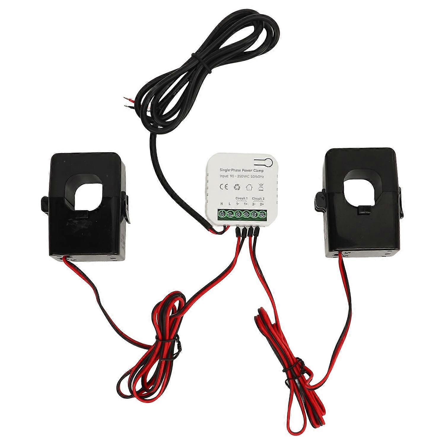 WiFi Smart Energy Monitor Single Phase Clamp Electricity Meter with 2 200ACT Current Transformer 90‑