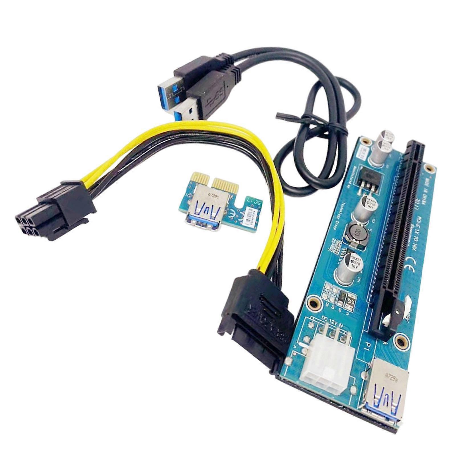 GPU Extender Adapter With USB3.0 Cord Power Supply Cable PCIe 1X To 16X Card for Laptop External Images Card Multicolor