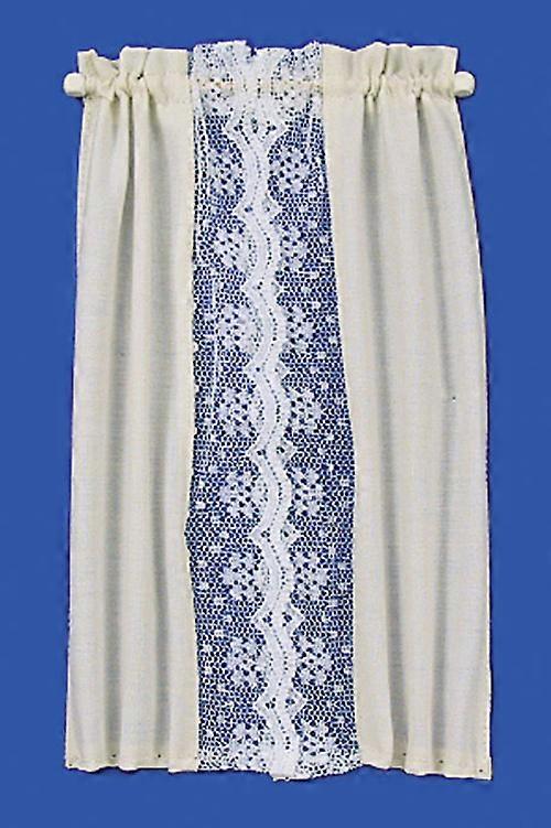 Dolls House Beige Curtains Drapes White Net On Rail Miniature Window Accessory