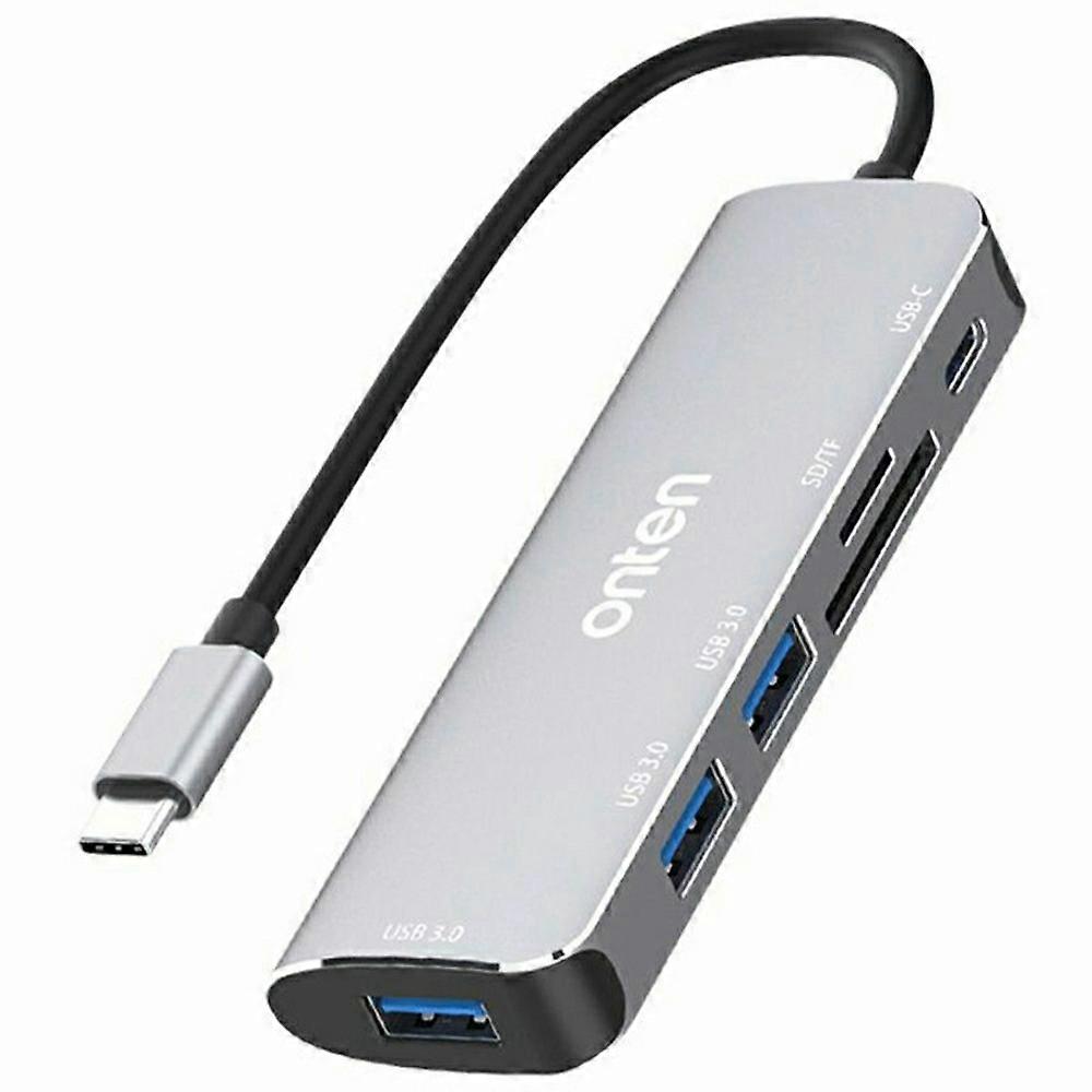 ONTEN 95116B 6 in 1 USBC Hub 3xUSB3.0+USBC+SD/TF Slots Expansion Dock Adapter