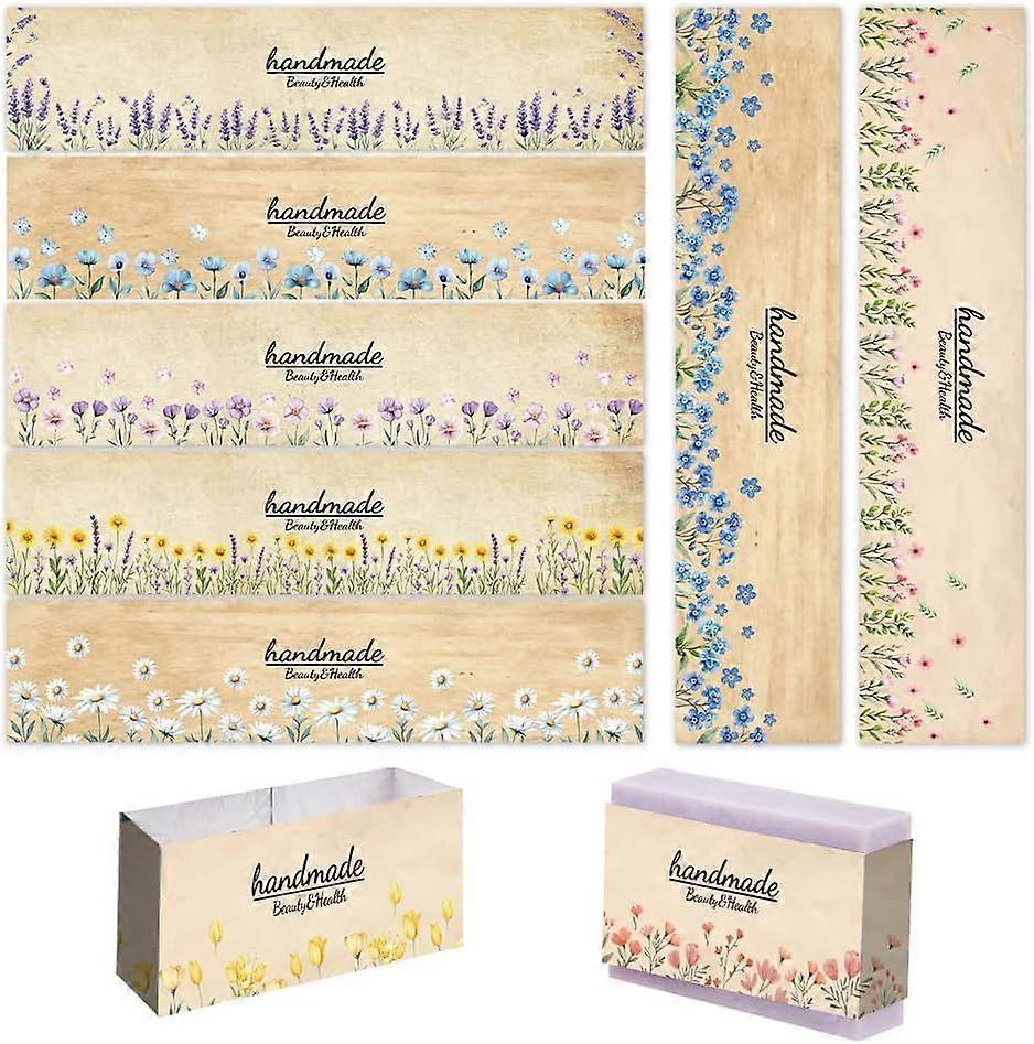 90pcs Soap Wrappers for Homemade Soap 9 Styles Flower Soap Labels Soap Packaging Paper Crafts Wrapper Sleeves Covers for Handmade Soap Lotion Bars Bat