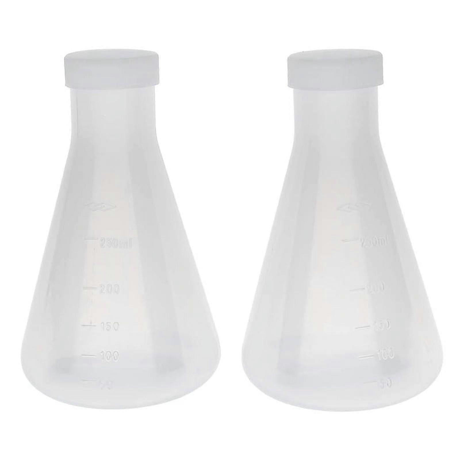 Laboratory Graduated Plastic Conical Flask, Measurable, Smooth Thick Wall, Two Bottles of 250Ml