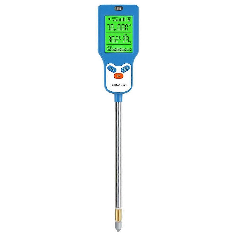 6-in-1 Soil Tester Multi-Function Digital Soil PH Meter Large Screen Digital Display Test Value PH Meter