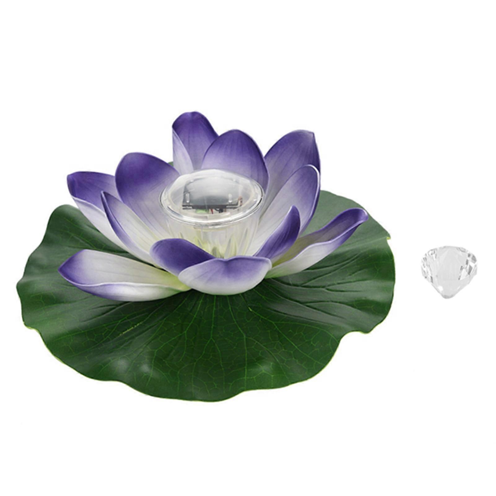 BLLBOO Floating Lotus Light - Waterproof Solar LED Color Changing Flower Lamp for Garden Pool Pond (Colorful Purple)