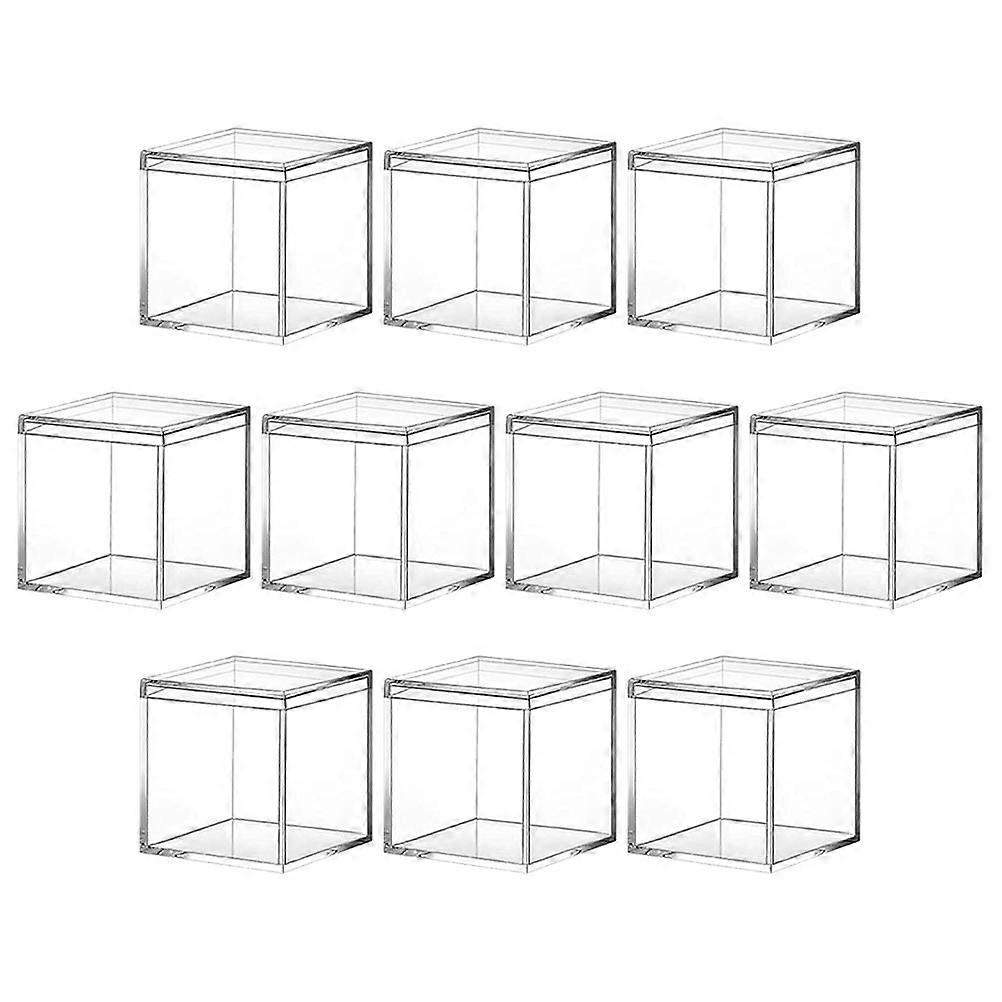 Transparent Acrylic Candy Gift Boxes with Lid for Storage 14pcs 120ml Square Shaped
