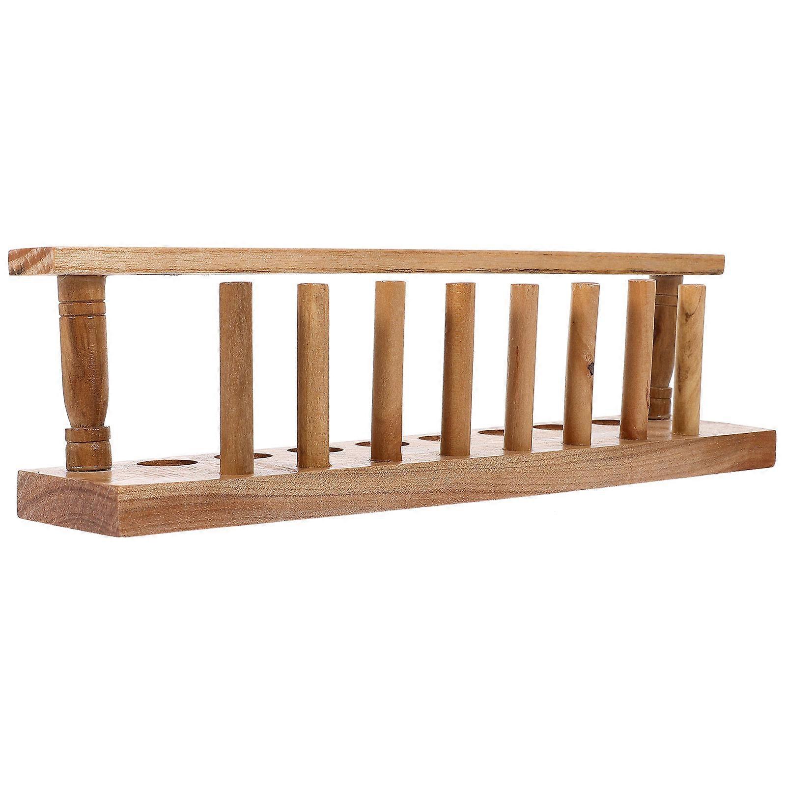 Reagensrørstativ i tre for laboratoriebruk med 8 hulls sentrifugerørstativ