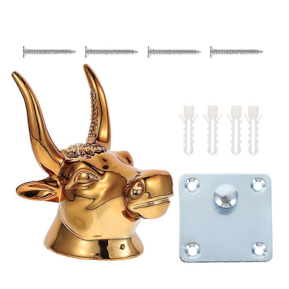 Bathroom Vintage Cow Head Wall Hook with Iron Coat Hooks