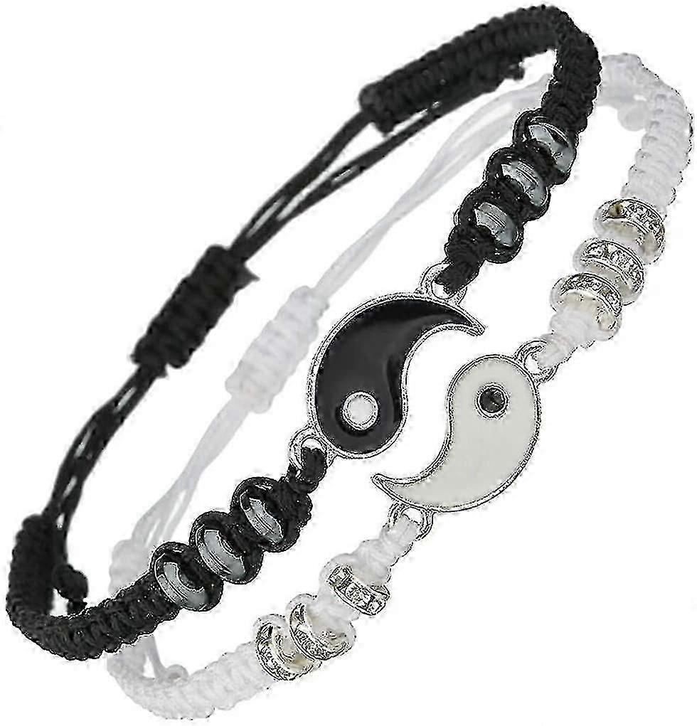 Yin yang bracelets for friends 2 pcs adjustable matching set