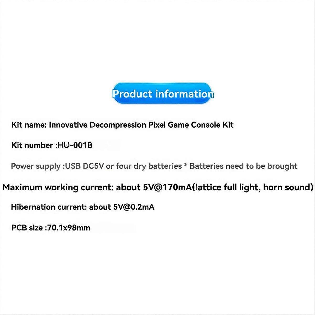 Kit de jeu Pixel DIY + Console de jeu Voice Pixel électronique DIY Kit B