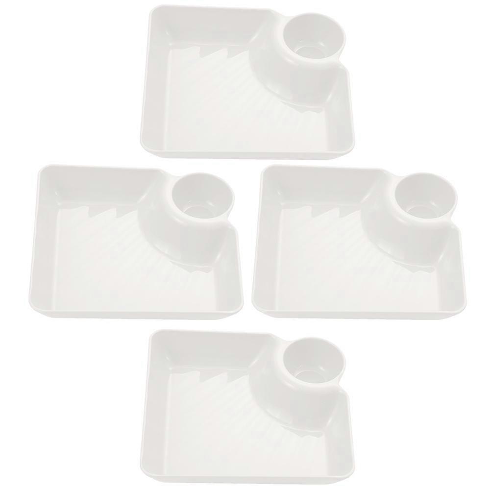 White PP Serving Tray for Party and Home Use Perfect for Snacks Cookies and Fries 4 Pieces