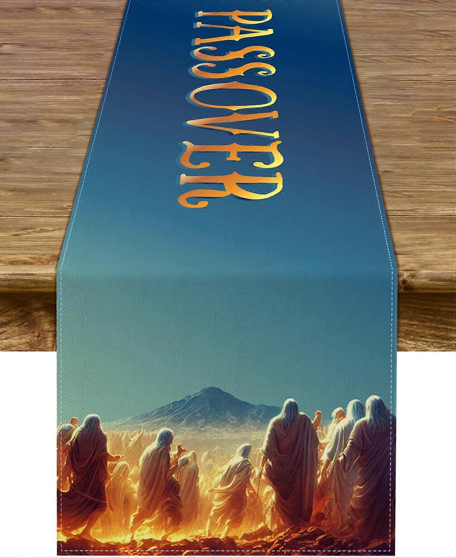 Rustic Linen Table Runner 13x72 for Passover Holiday Dining Room Decor Durable and Reusable