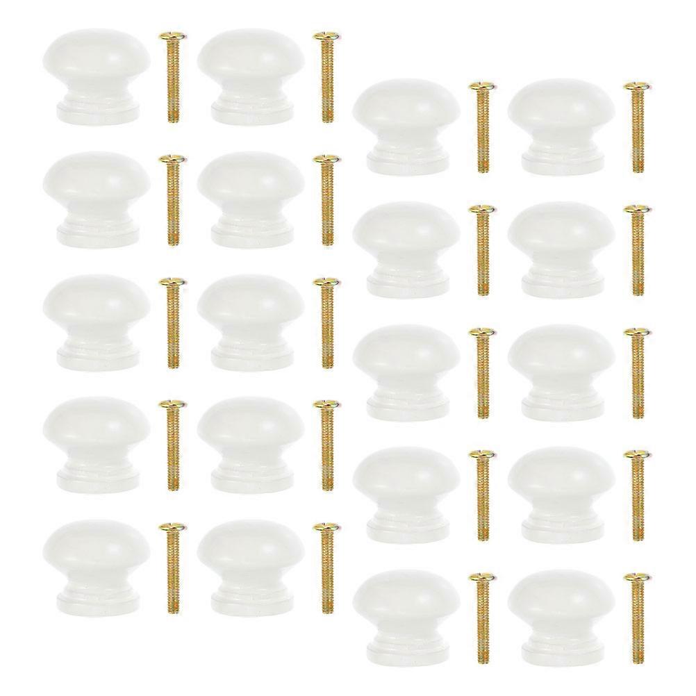 Wood Pulls for Cabinet Knobs 20Sets Easy Installation White Wood Material