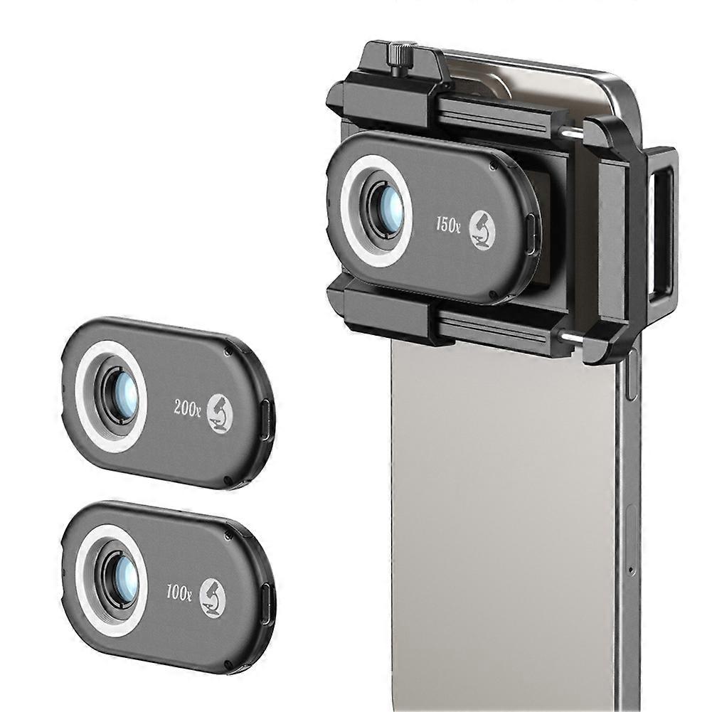 3-in-1 Phone Microscope Lens 100X/150X/200X with LED Light for Android/for IPhone