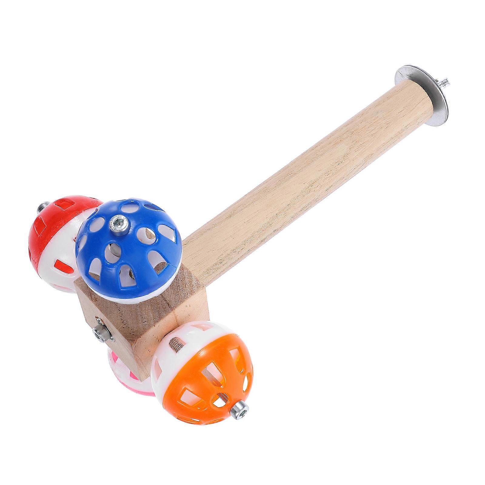 Parrot Perch Stand with Rotation Ball for Bird Play Durable Wooden Toy