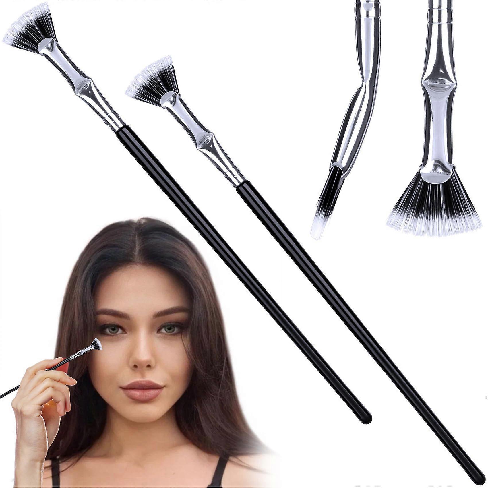 2 Pcs Folding Angle Mascara Brush and Eyelash Comb Separator for Clump Lash Separation Black