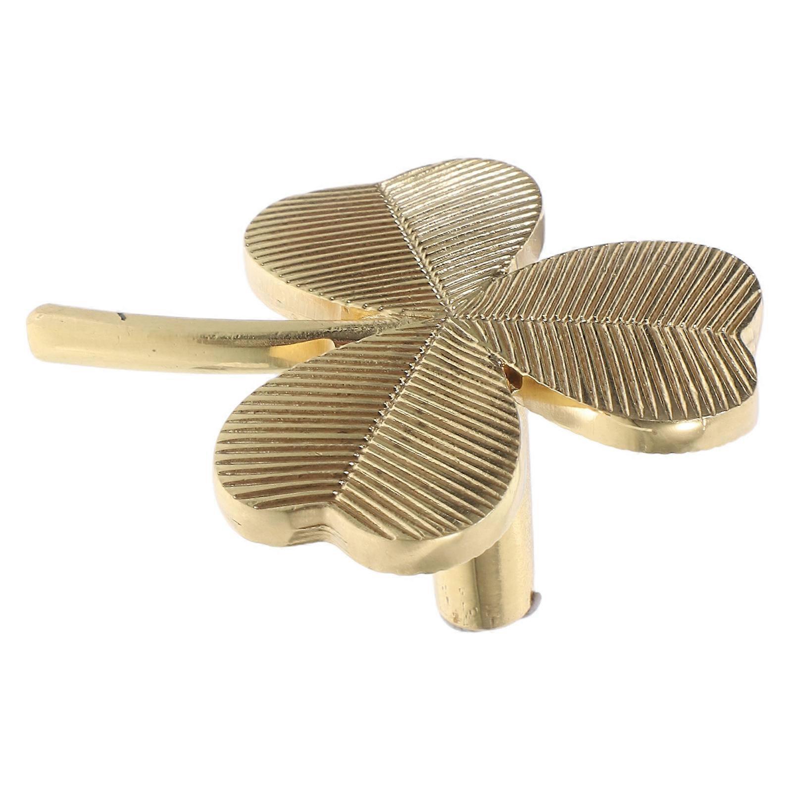 Golden Brass Shamrock Decorative Drawer Pull Knob for Cabinets