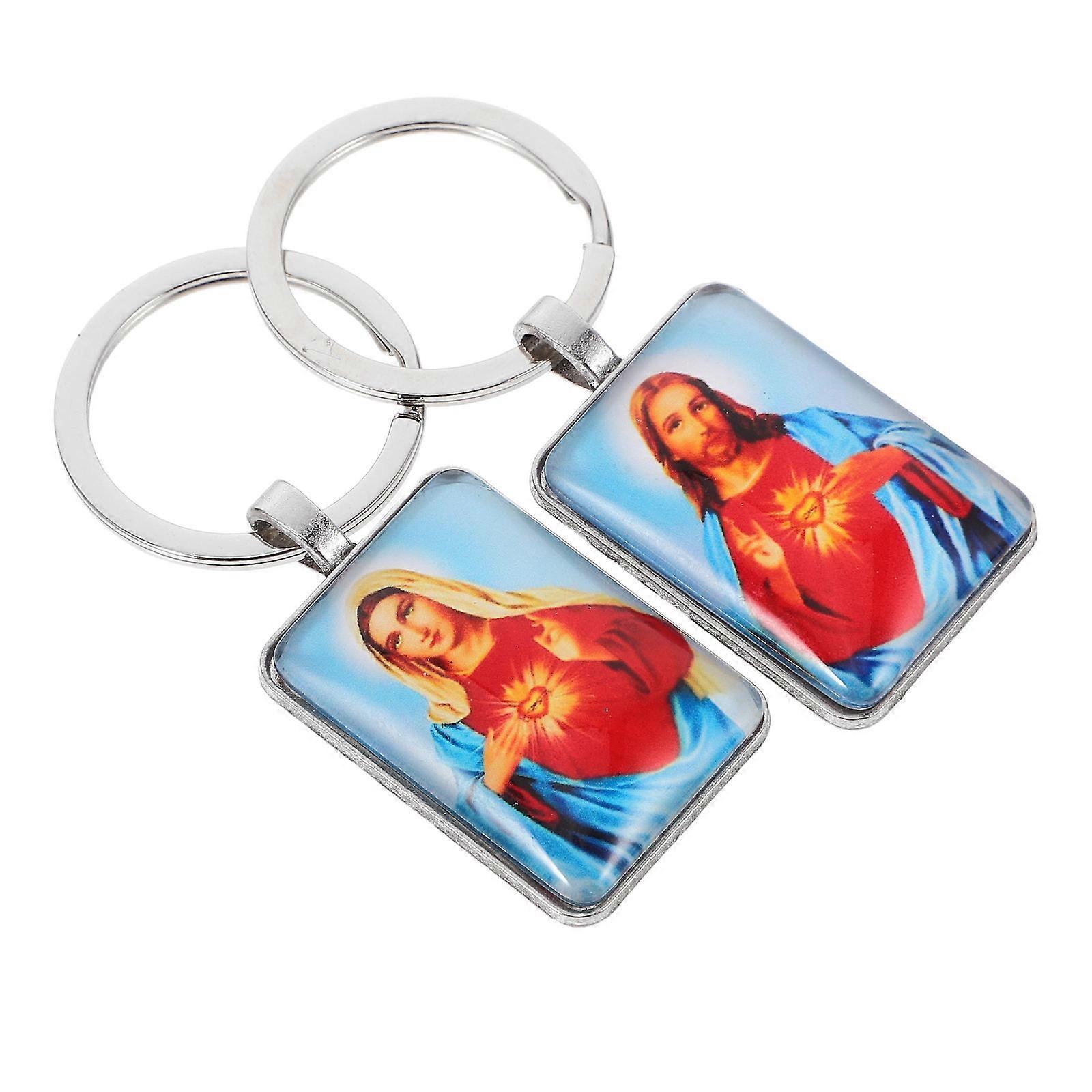 Mini Bible Keychains for Decoration Christian Key Holders 2Pcs