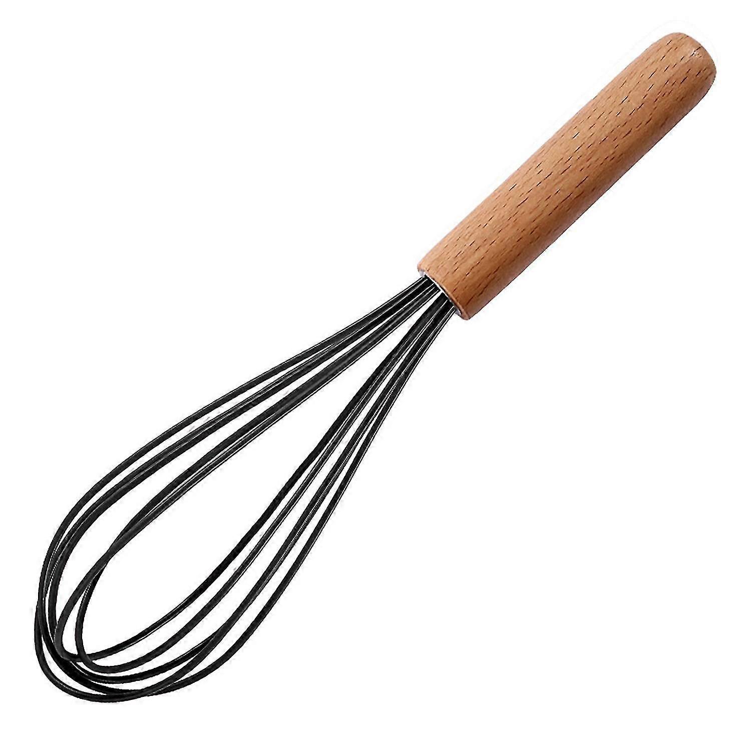 10 Inch Egg Beater Wooden Handle Reusable Whisking Silicone Manual Egg Mixer Milk Frother for Bakery