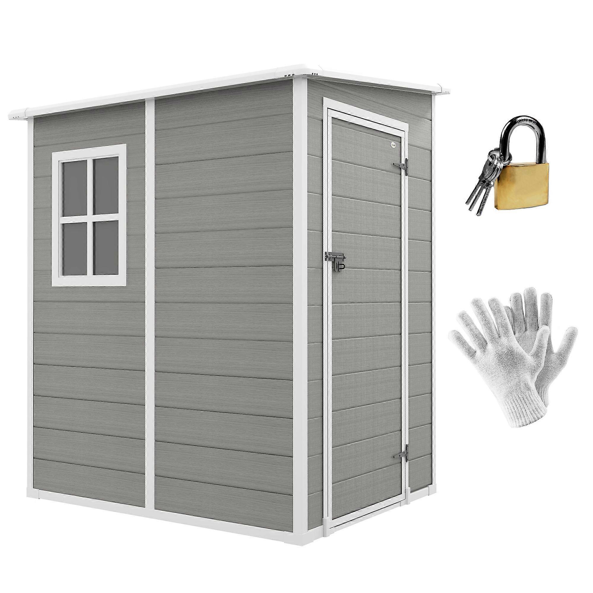 4x5ft Lean To Garden Storage Shed Grey