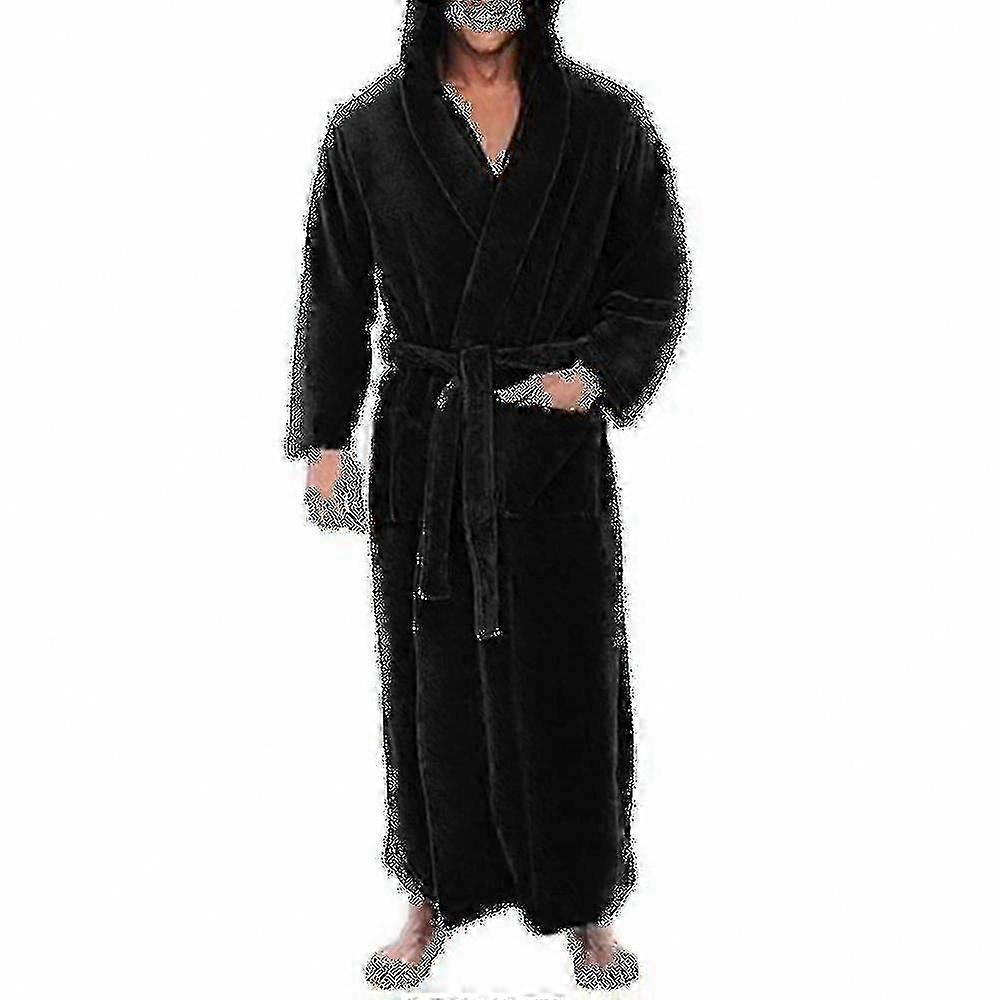 Men's Soft Fleece Hooded Bathrobe - Long & Comfortable