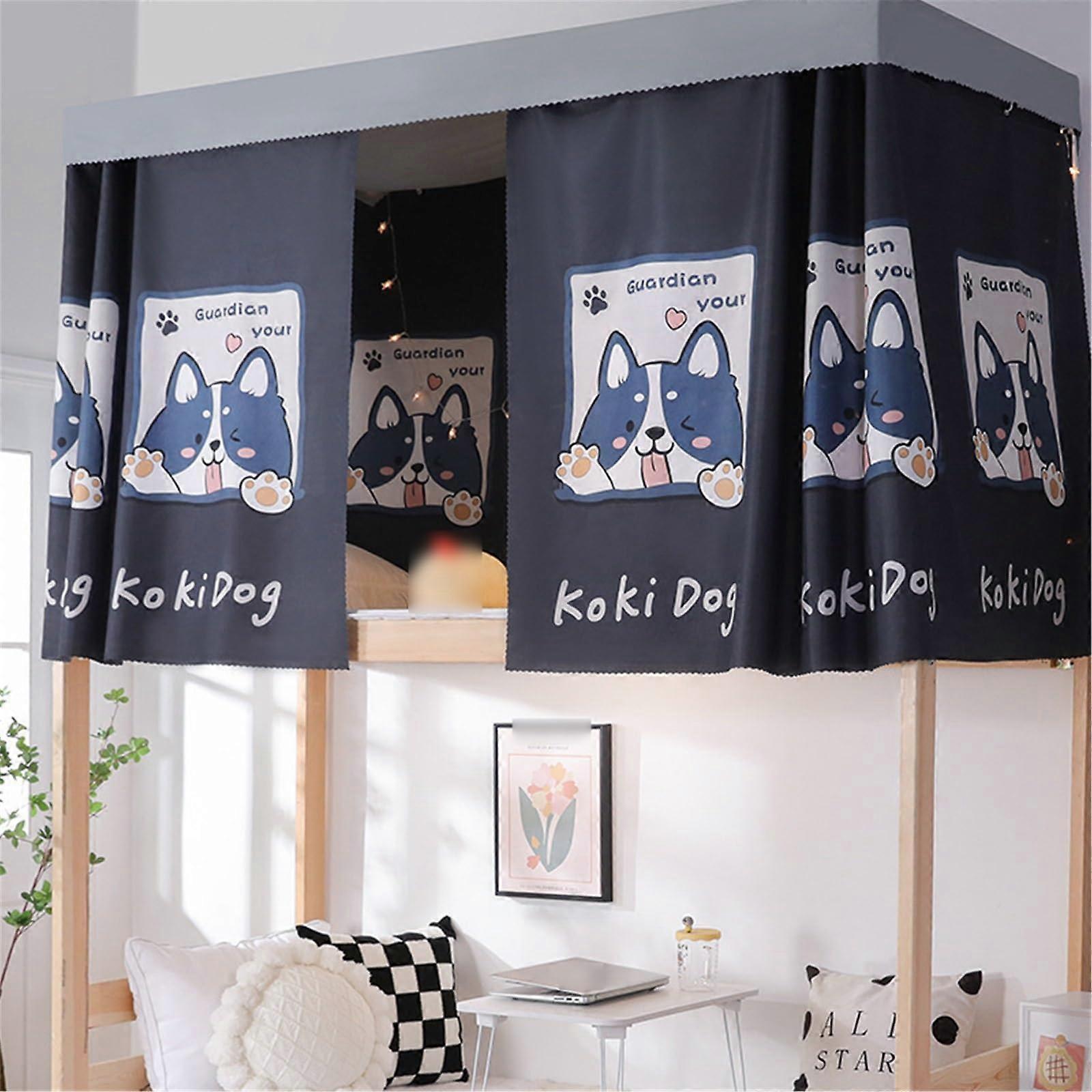 Dorm Bunk Bed Privacy Curtains Set with  Cover, Breathable Fabric, Full Coverage for Students