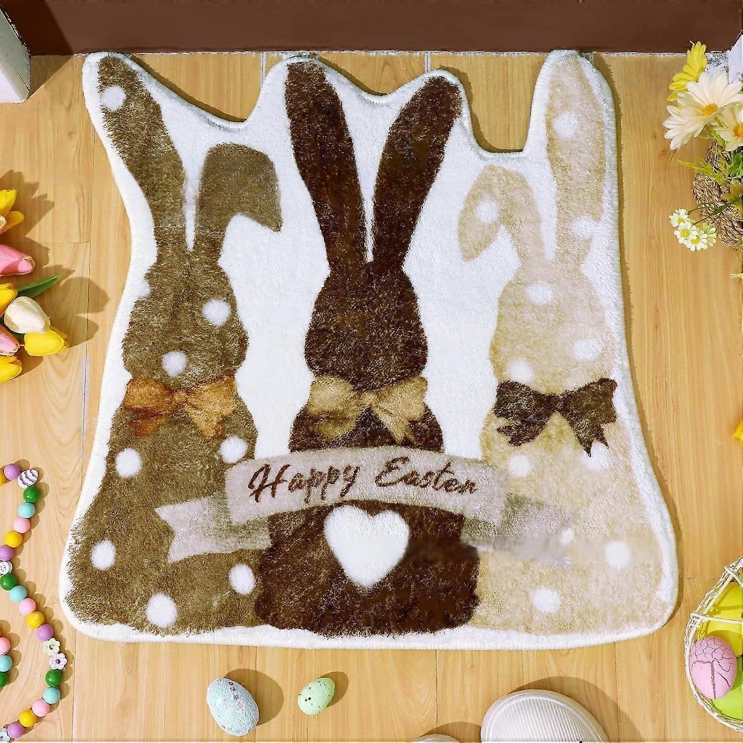 Easter Bunny Rug Soft Plush NonSlip Bath Mat QuickDry Decorative Carpet for Bedroom 80x120cm