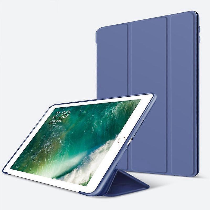 Capa elegante em couro azul marinho dobrável tripla para iPad 7/8/9 e 10,2 polegadas.