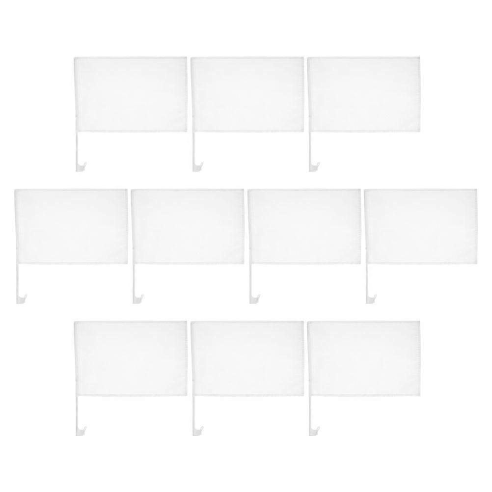 Blank Car Window Flag for Sublimation 10Pcs White Car Flags with Pole