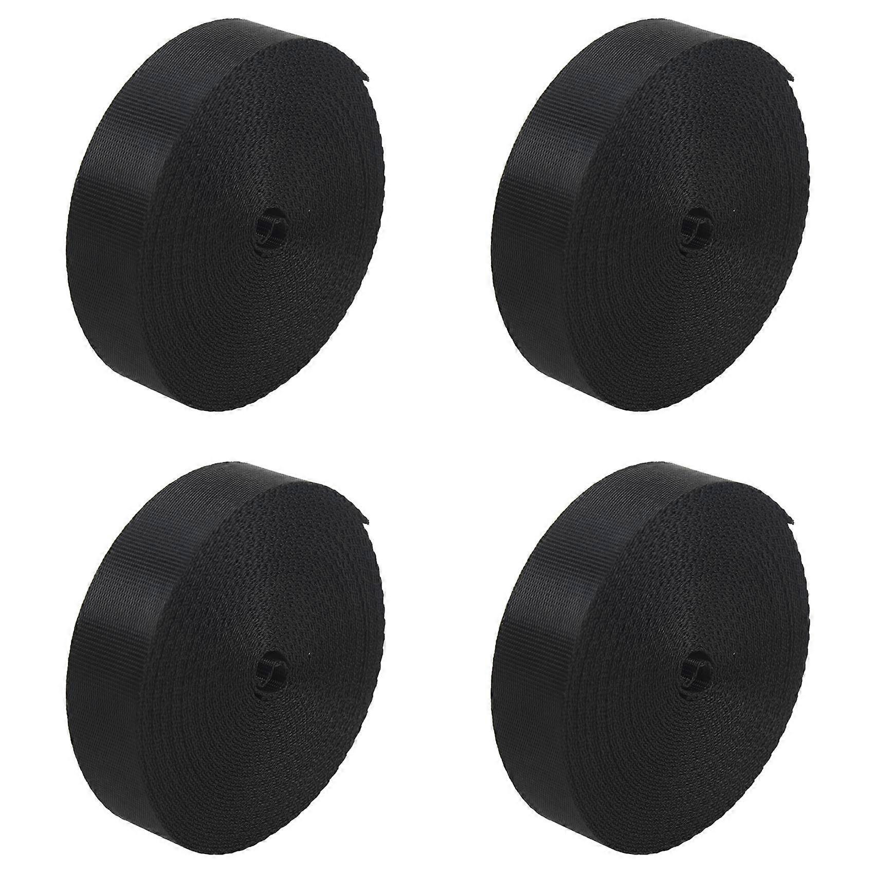 4X Black 10 Yards Nylon Webbing Tape Multi-Use Strap Strapping (25mm) Width