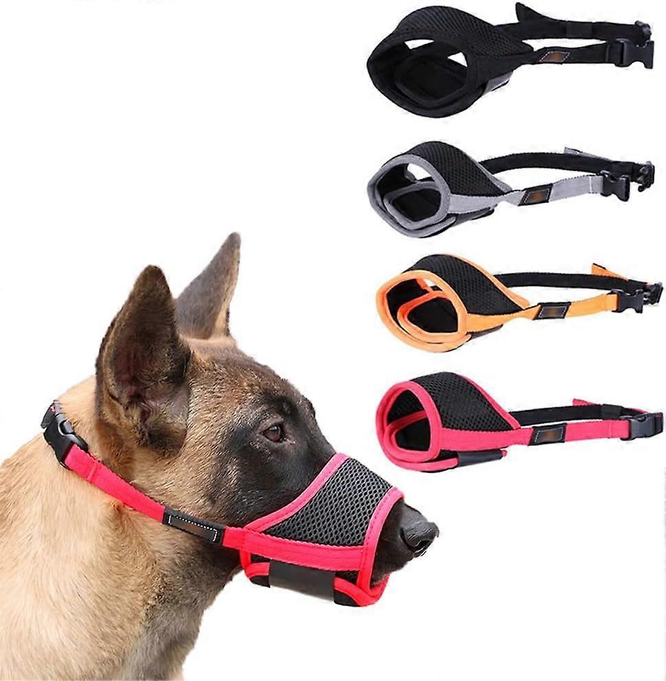 1PC Dog Muzzle Breathable Mesh And Nylon Muzzle With Adjustable Loop And Soft Pad For Barking Biting And Chewing Black,M