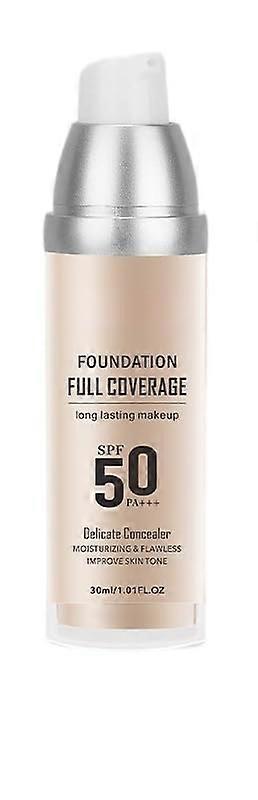 Full Coverage Liquid Foundation SPF 50, Waterproof Buildable Concealer for Flawless Ivory Skin 1oz