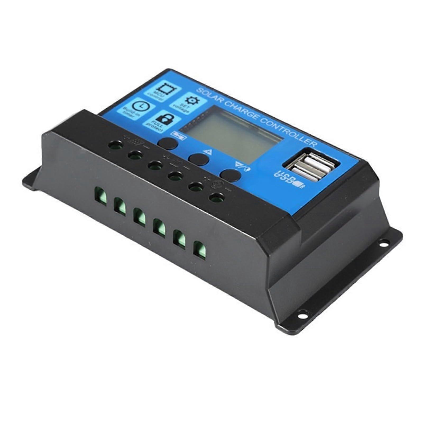 Solar Charge Controller 12V 24V 10A PWM LCD Display Dual USB for Off Grid Solar Panel Systems