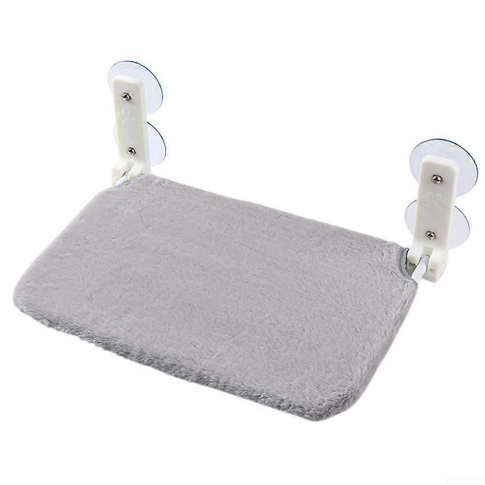 Cat Window Perch Hammock with Plush Surface, Foldable Bed and Strong Suction Cups, Grey 30x52cm