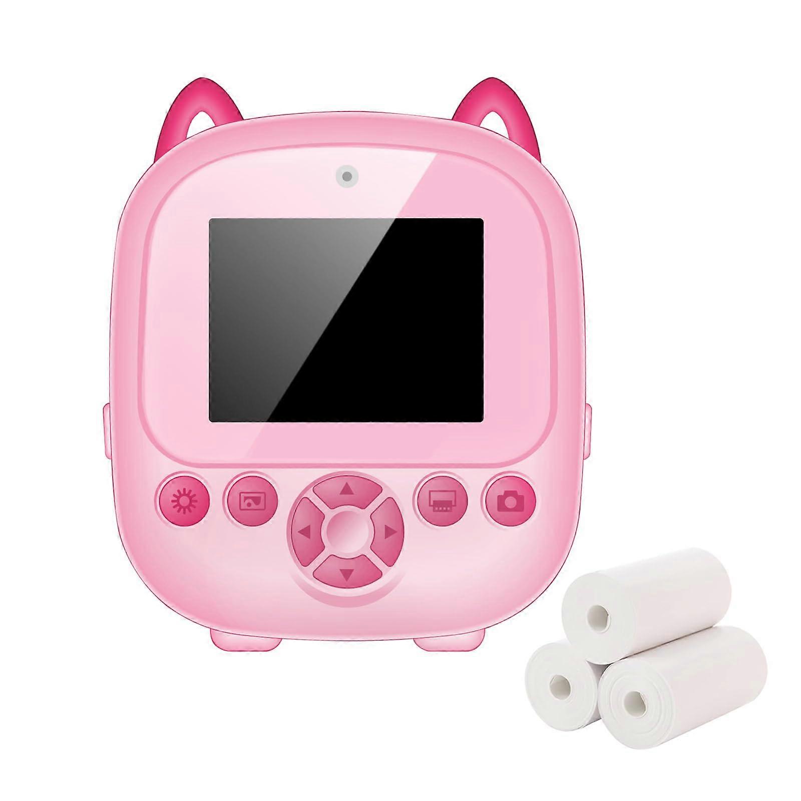 Kids Instant Print Digital Camera with BuiltIn Printer, 3 Film Rolls, Creative Frames, Pink