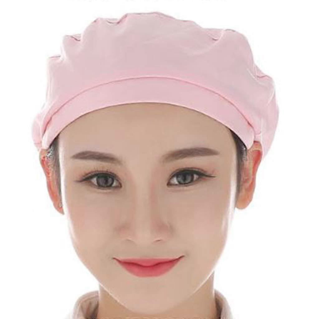 Adjustable Elastic Bouffant Cap with Breathable Cotton Chef Hat for Kitchen and Warehouse