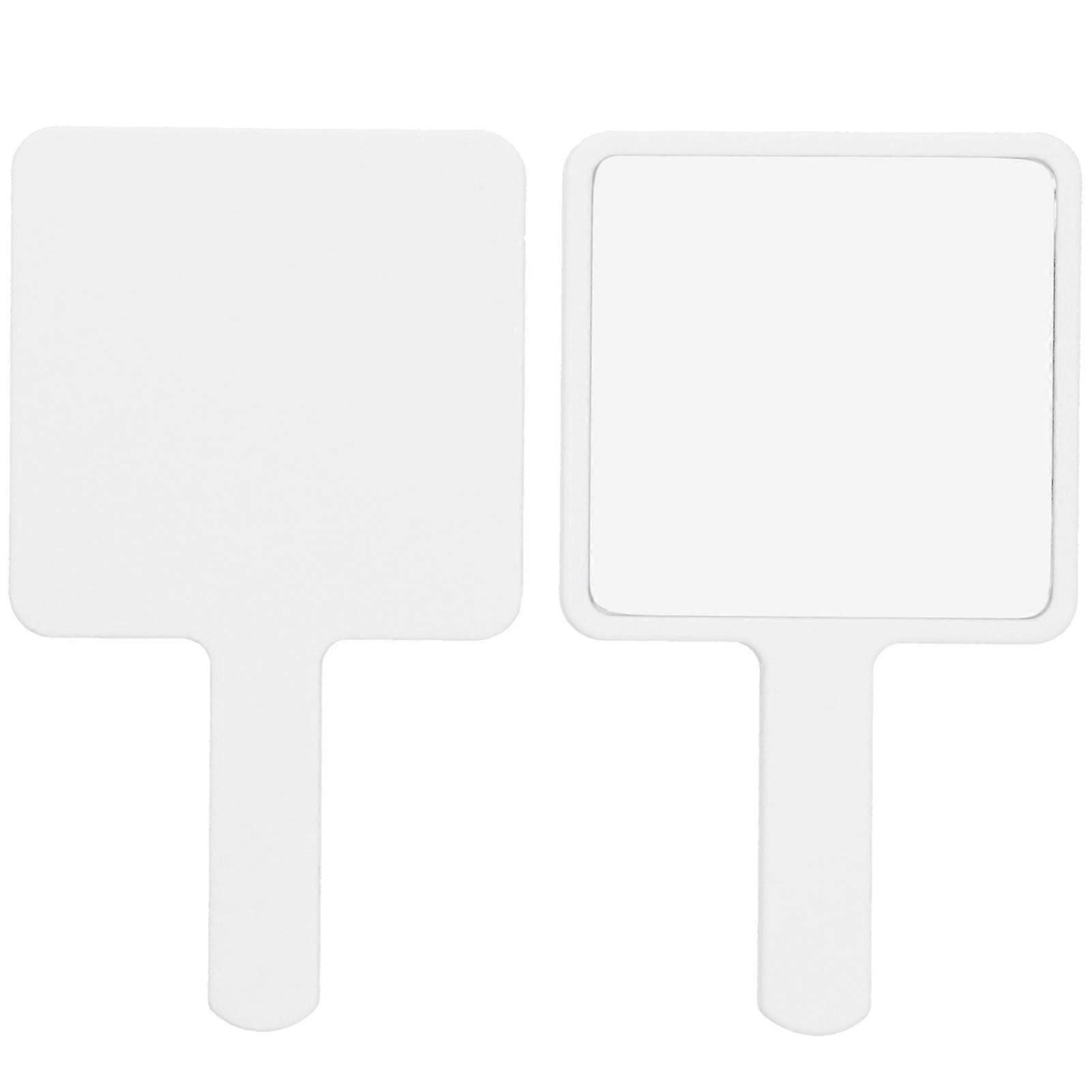 2 Pcs Handheld Portable Square Makeup Mirror