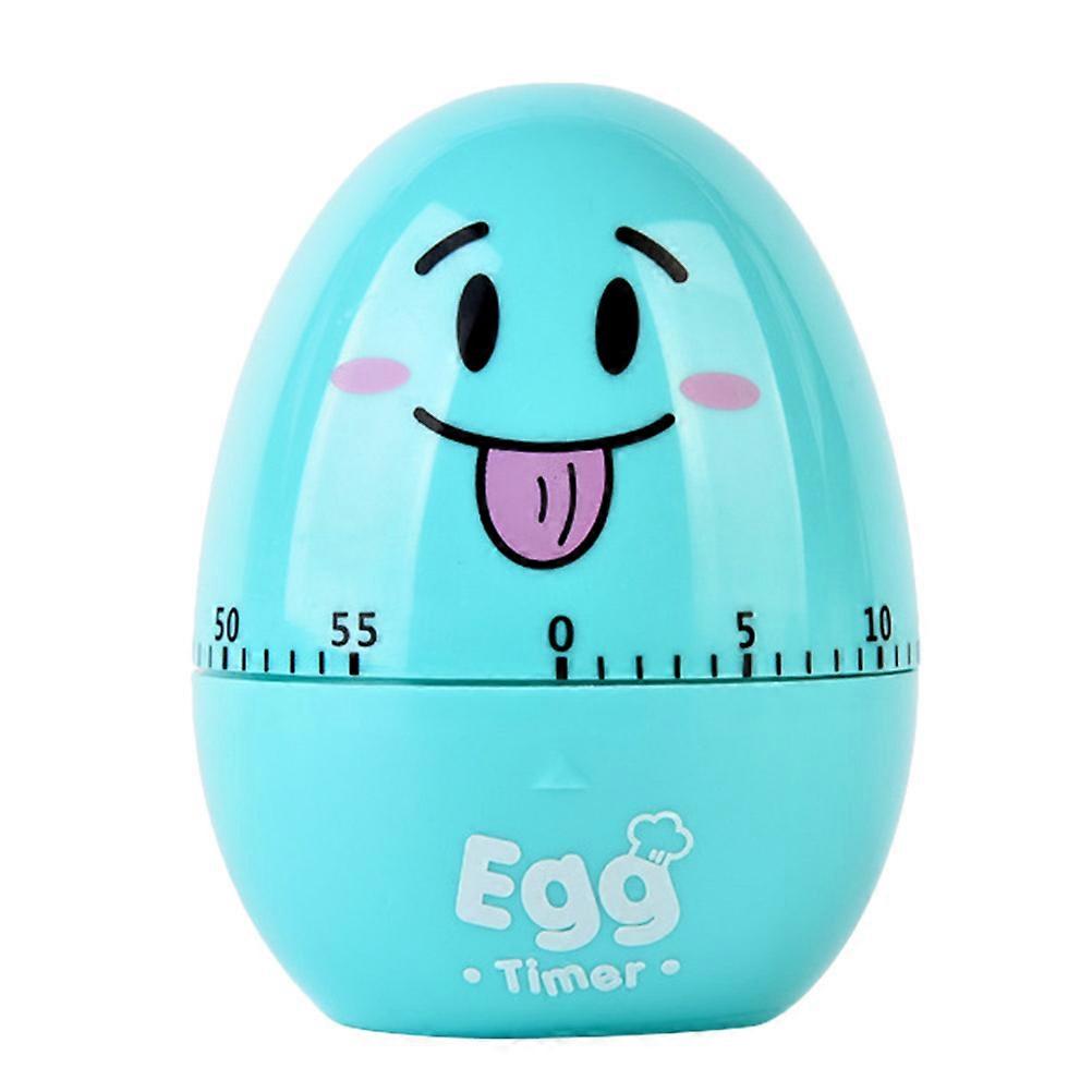 Egg Shape Mechanical Rotate Timer For Cooking Baking Frying Sky-Blue 6.5X6.5CM Countdown 1Pc