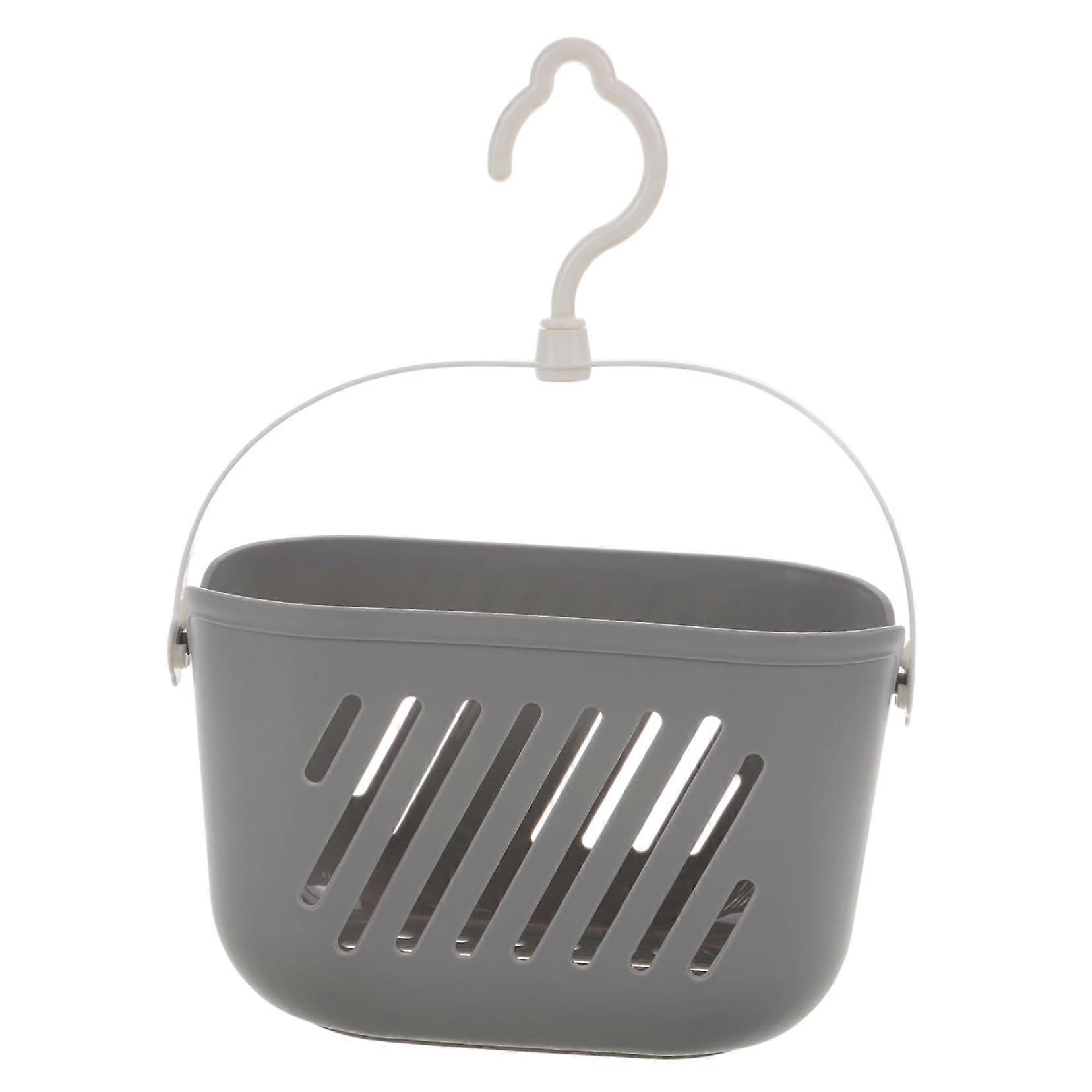 Hanging Shower Basket Grey Plastic Bathroom Storage Organizer with Hook Space Saving Durable Design