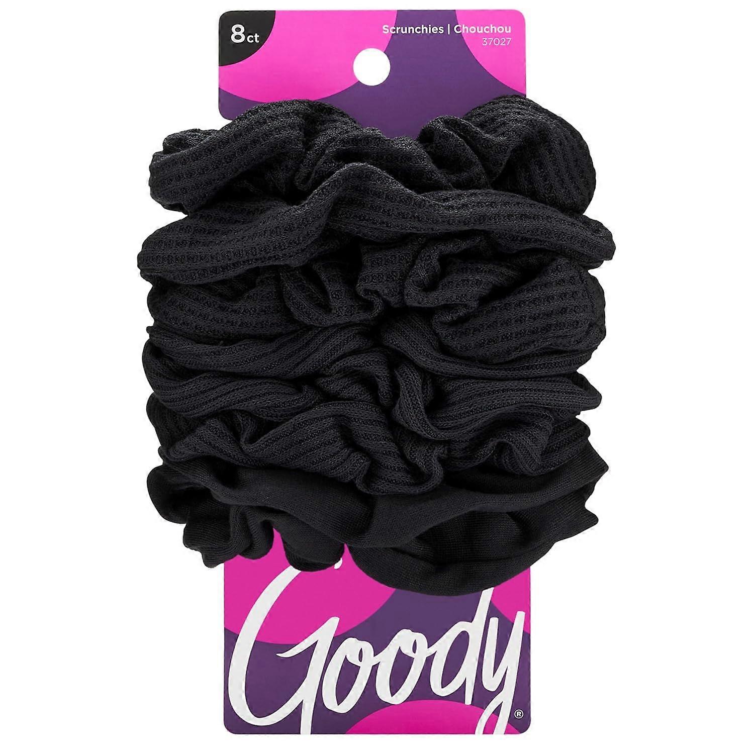 Ouchless scrunchie, Black, 8 Count (Pack of 1)