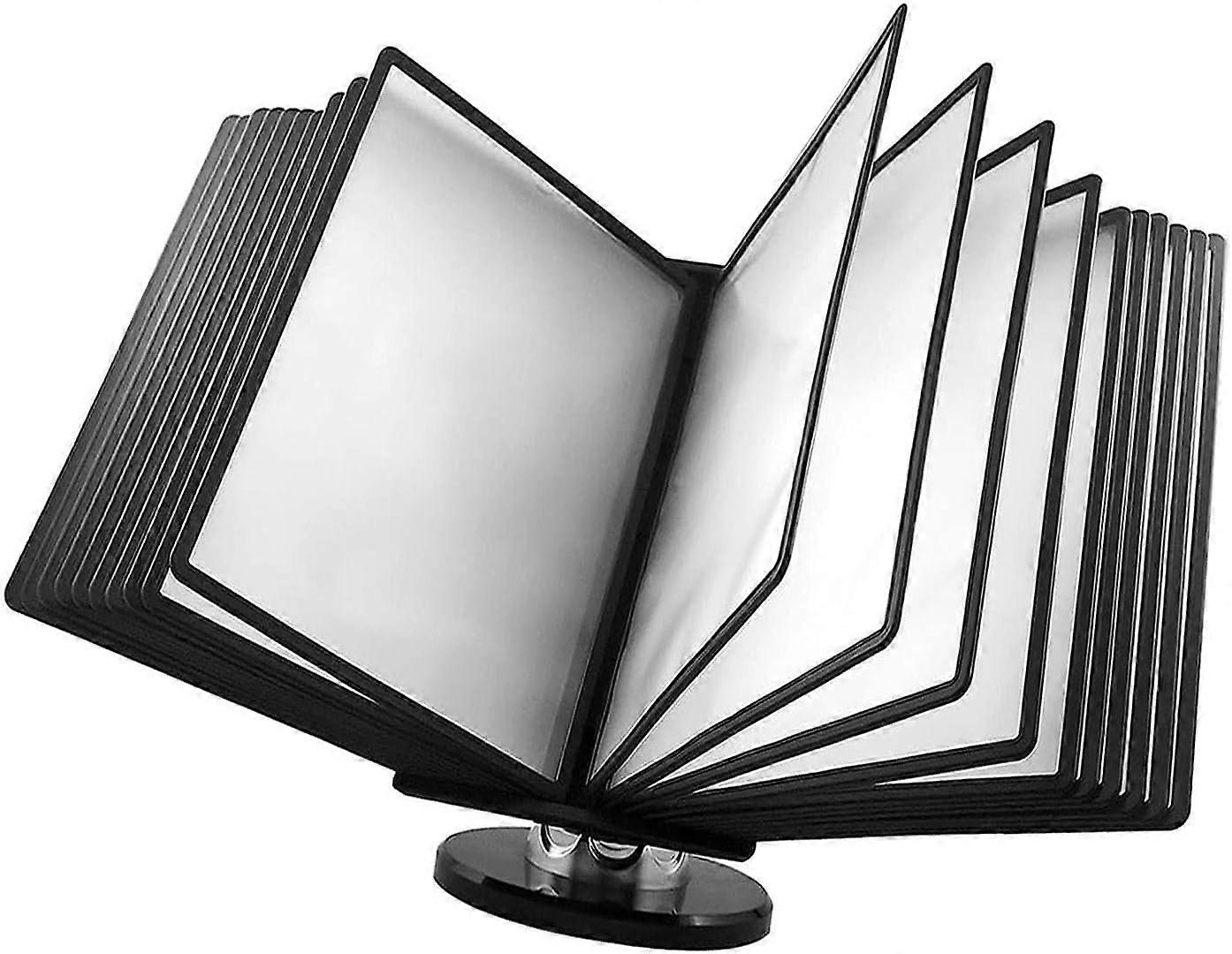 Rotating Display Rack A4 Wall Mounted File Organizer with 20 Pockets for Quick Document Access